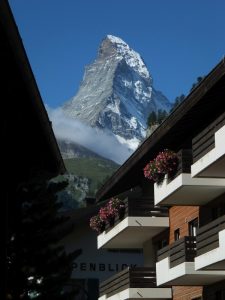 matterhorn, switzerland, zermatt, clouds, photo, photograph, chalet,